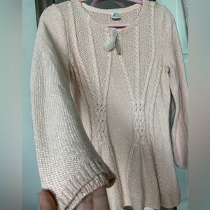 CUPIO Lurex Cable Knit Peplum Sweater